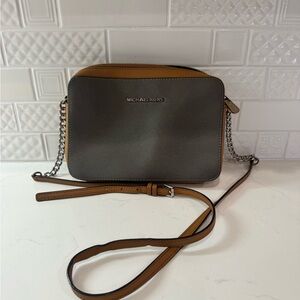 Michael Kors Gray and Tan Crossbody Bag
